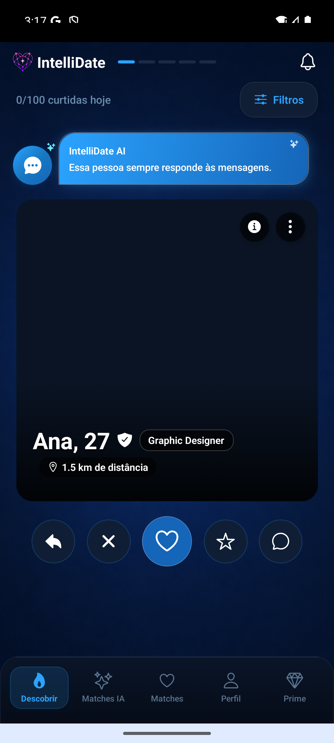 Insight de perfil gerado pela IA no IntelliDate